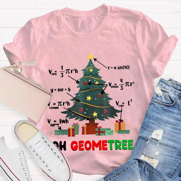 Humorous Geometry Holiday Tree Tee, Oh Geometree Math Teacher Christmas Shirt, Math Lover Xmas T-Shirt, Christmas Educator Sh
