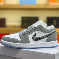 Low Top Sneakers, White Gray Colorway, Lace Up Design, Casual Gift for Sneaker Fans
