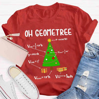 Humorous Geometry Pun Xmas Tree Shirt, Oh Geometree Math Christmas T-Shirt, Math Teacher Holiday Tee, Student Math Humor Shirt Present