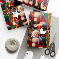 Adorable Cartoon Santa Claus Gift Wrap, Boy on Santa Lap Christmas Wrapping Paper, Holiday Season Wrapping Paper Roll, Xmas Present Paper Roll