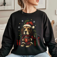 Adorable Santa Beagle Dog Sweatshirt, Beagle Christmas Sweatshirt, Retro Holiday Dog Lover Crewneck, Winter Puppy Pullover, Pet Owner Xmas Present