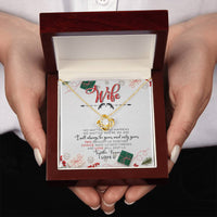 18k Gold Finish Knot Pendant Necklace, Love Knot Necklace for Wife, Cubic Zirconia Message Card Jewelry, Christmas Present for Her