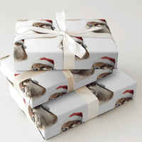 Adorable Otter Holiday Wrapping Paper, Santa Hat Otter Christmas Wrapping Paper, Humorous Animal Winter Wrapping Paper, Festive Pet Xmas Gift Wrap