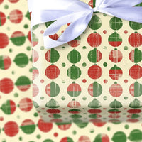 Red Green Holiday Gift Wrap, Rustic Christmas Ornament Wrapping Paper, Festive Xmas Wrapping Paper, Holiday Present Decor