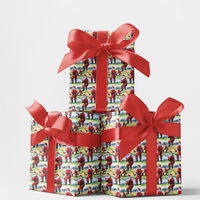 Holiday Sports Wrapping Paper, Baseball Santa Christmas Gift Wrap Paper, Santa Claus Present Paper Roll, Festive Xmas Present Wrap Paper
