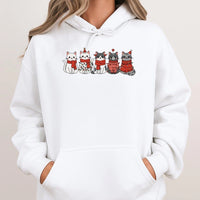Festive Kittens Holiday Sweatshirt, Adorable Cat Christmas Hoodie, Winter Cat Lover Pullover Hoodie, Adorable Kitten Xmas Hoodie, Cat Lover Present