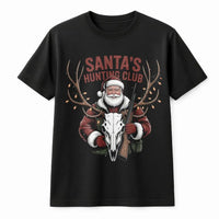 Deer Skull Christmas Graphic Tee, Santa's Hunting Club Shirt, Humorous Hunter Christmas T-Shirt, Hunting Season Shirt, Outdoorsman Present Tee