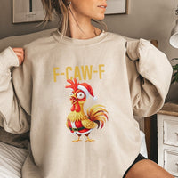 F-CAW-F Rooster Santa Crewneck, Humorous Christmas Chicken Sweatshirt, Sarcastic Farm Animal Xmas Pullover, Farmer Poultry Lover Sweater