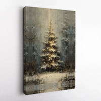 Impressionist Winter Forest Canvas Print, Christmas Tree Canvas Wall Art, Snowy Landscape Canvas Art, Holiday Season Wall Decor Present