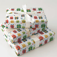 Colorful Gift Boxes Wrapping Paper, Christmas Present Wrapping Paper, Festive Starburst Holiday Gift Wrap, Bright Christmas Paper Roll