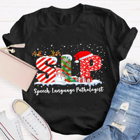 Speech Language Pathologist Tee, SLP Snowman Christmas Shirt, Holiday Speech Therapist T-Shirt, Winter SLP Graphic Tee, Speech Therapy Present