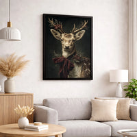 Holiday Deer Canvas Print, Christmas Reindeer Canvas Wall Art, Festive Winter Animal Canvas Wall Art, Xmas Home Decor Present