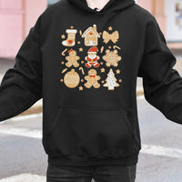 Adorable Gingerbread Cookie Hoodie, Gingerbread Christmas Hoodie, Festive Holiday Hooded Sweatshirt, Comfy Winter Graphic Pullover Hoodie