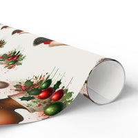 Afro Puffs Santa Hat Gift Wrap, Black Girl Christmas Wrapping Paper, Festive Melanin Holiday Wrapping Paper, Adorable Xmas Present Paper Roll