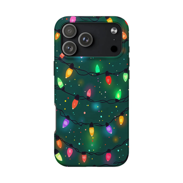 Colorful Holiday Bulb Pattern Phone Case, Christmas Lights Phone Case, Festive Winter Tree Lights Phone Cover, Merry Xmas iPh