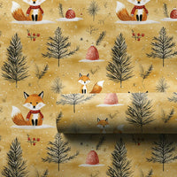 Woodland Animal Christmas Gift Wrap, Winter Fox Wrapping Paper, Adorable Scarf Fox Holiday Wrapping Paper, Forest Present Wrapping Paper