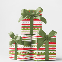 Red and Green Stripe Gift Wrap, Merry Strokes Christmas Wrapping Paper, Festive Dot Pattern Present Paper, Modern Holiday Present Packaging