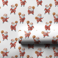 Sports Santa Claus Gift Wrap, Basketball Santa Wrapping Paper, Holiday Basketball Wrapping Paper, Retro Christmas Present Wrapping Paper