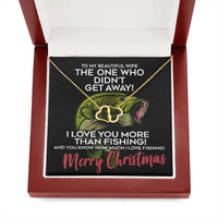 10k Solid Gold Diamond Interlocking Hearts Pendant Necklace, Fishing Theme Wife Necklace, LED Box, Romantic Christmas Present for Her