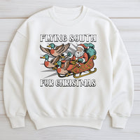 Duck Hunting Holiday Sweater, Flying South for Christmas Sweatshirt, Humorous Duck Hunter Crewneck, Retro Hunting Sweatshirt, Xmas Present for Him