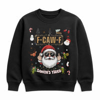 Humorous Rude Santa Middle Finger Sweater, Santa's Tired Sweatshirt, Humorous Xmas Holiday Crewneck, Sarcastic Christmas Pullover Gag Present