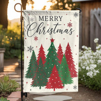 Festive Holiday Yard Flag, Merry Christmas Trees Garden Flag, Winter Porch Lawn Flag, Outdoor Christmas Flag Decor, Seasonal Holiday Present