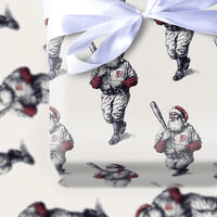 Vintage Sport Santa Gift Wrap, Baseball Santa Wrapping Paper, Sketch Santa Wrapping Paper, Retro Christmas Gift Wrap, Sports Holiday Paper