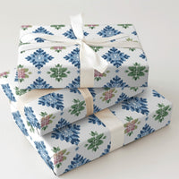 Nordic Folk Art Gift Wrap, Scandinavian Snowflake Wrapping Paper, Winter Holiday Wrapping Paper, Blue Christmas Gift Wrap Paper Roll
