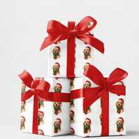 Christmas Dog Holiday Wrapping Paper, Santa Golden Retriever Wrapping Paper, Festive Puppy Xmas Gift Wrap, Dog Lover Winter Present Wrap