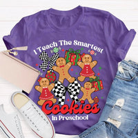 Preschool Teacher Christmas T-Shirt, I Teach the Smartest Cookies Shirt, Adorable Teacher Holiday Shirt, Pre-K Educator Xmas Tee, Teacher Present