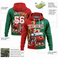 3D Fish Angler Pullover Hoodie, Custom Christmas Carp Fishing Hoodie, Personalized Name Number Sweatshirt, Fisherman Holiday Present Hoodie