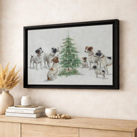 Vintage Dog Canvas Print, Jack Russell Terrier Christmas Canvas Art, Holiday Pet Canvas Wall Art, Festive Puppy Wall Decor, Dog Lover Present
