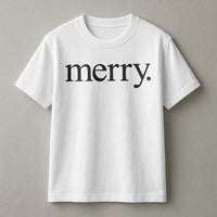 Festive Holiday Typography Graphic Tee, Minimalist Merry Christmas Shirt, Adorable Vintage Merry Xmas T-Shirt, Comfy Family Holiday Apparel