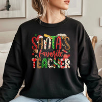 Festive School Holiday Crewneck, Santa's Favorite Teacher Sweatshirt, Teacher Christmas Sweater, Adorable Educator Holiday Pullover Present