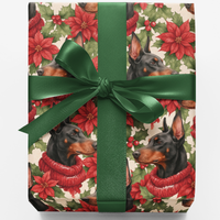 Doberman Christmas Gift Wrap, Doberman Pinscher Wrapping Paper, Winter Dog Holiday Wrapping Paper, Dog Lover Xmas Gift Wrap, Pet Present Paper