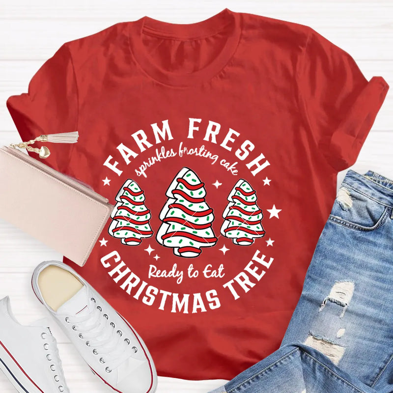 Festive Holiday Teacher Shirt, Farm Fresh Christmas Tree Teacher T-Shirt, Christmas Tree Graphic Tee, Adorable Winter Educator Present