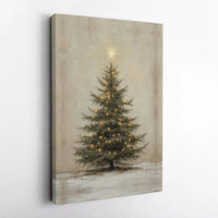 Winter Holiday Pine Tree Wall Decor, Rustic Christmas Tree Wall Art Canvas, Vintage Festive Canvas Print, Christmas Tree Wall Hanging Present