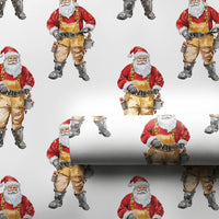 Tan Overalls Santa Claus Gift Wrap, Carpenter Santa Wrapping Paper, Handyman DIY Christmas Wrapping Paper, Builder Holiday Present Paper