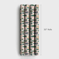 Watercolor Winter Forest Gift Wrap, Taj Mahal Christmas Wrapping Paper, Snowy India Landmark Wrapping Paper, Unique Holiday Gift Wrap