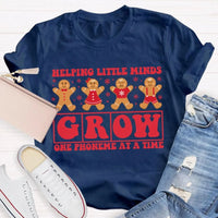 SLP Holiday T-Shirt, Speech Pathologist Christmas Shirt, Helping Little Minds Grow One Phoneme at a Time Tee, Speech Therapy Christmas Tee