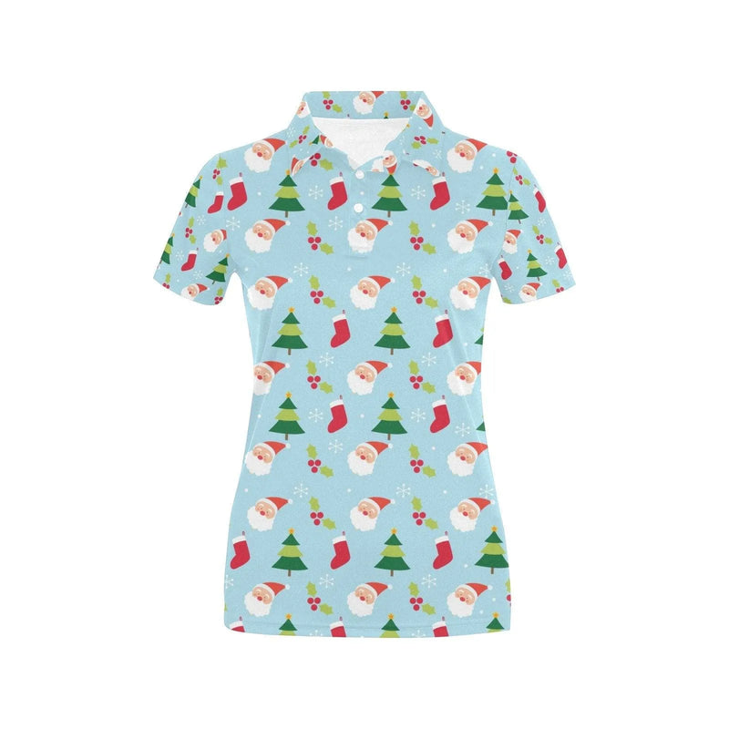 Holiday Cheer Santa Polo Shirt, Santa Themed Polo Shirt, Festive Christmas Collared Shirt, Womens Xmas Party Polo Shirt, Xmas Present for Her
