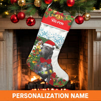 Custom Name Dog Lover Holiday Stocking, Personalized Greyhound Christmas Stocking, Adorable Sighthound Winter Stocking, Fireplace Mantle Decor
