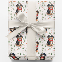 Festive Winter Puppy Gift Wrap, Bernese Mountain Dog Christmas Wrapping Paper, Bernese in the Snow Wrapping Paper, Holiday Pet Gift Wrap
