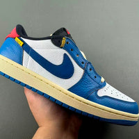 Low Top Sneakers, Blue White Yellow Colorway, Lace Up Design, Casual Gift for Sneaker Fans