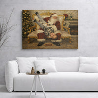 Nostalgic Christmas Canvas Print, Santa Claus and Laughing Boy Canvas, Vintage Holiday Canvas Wall Art, 2025 Christmas Wall Decor, Xmas Present