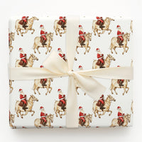 Santa Riding Horse Gift Wrap, Equestrian Christmas Wrapping Paper, Watercolor Holiday Wrapping Paper