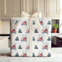 Humorous Golfer Christmas Gift Wrap, Santa Driving Golf Cart Wrapping Paper, Watercolor Golf Holiday Wrapping Paper, Winter Present Paper