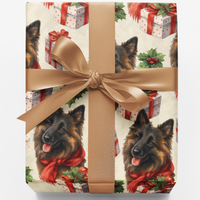Shepherd Dog Christmas Gift Wrap, Belgian Tervuren Wrapping Paper, Festive Pet Holiday Wrapping Paper, Dog Lover Xmas Gift Wrap Roll