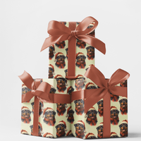 Festive Dog Holiday Gift Wrap, Rottweiler Christmas Wrapping Paper, Rottweiler Puppy Present Paper, Dog Lover Xmas Wrapping Paper