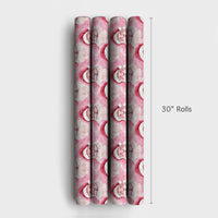 Watercolor Santa Face Gift Wrap, Pink Santa Claus Wrapping Paper, Adorable Pastel Christmas Wrapping Paper, Whimsical Holiday Gift Wrap Roll
